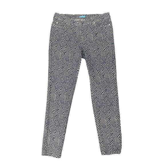 J. McLaughlin Herringbone Pants Womens 10 Mid Rise Straight Leg Zip Fly Pockets - Picture 1 of 10
